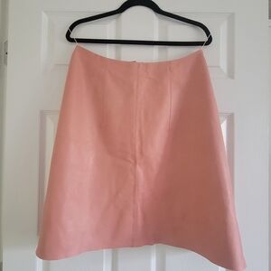 Nina Ricci Blush A-Line Genuine Leather Skirt